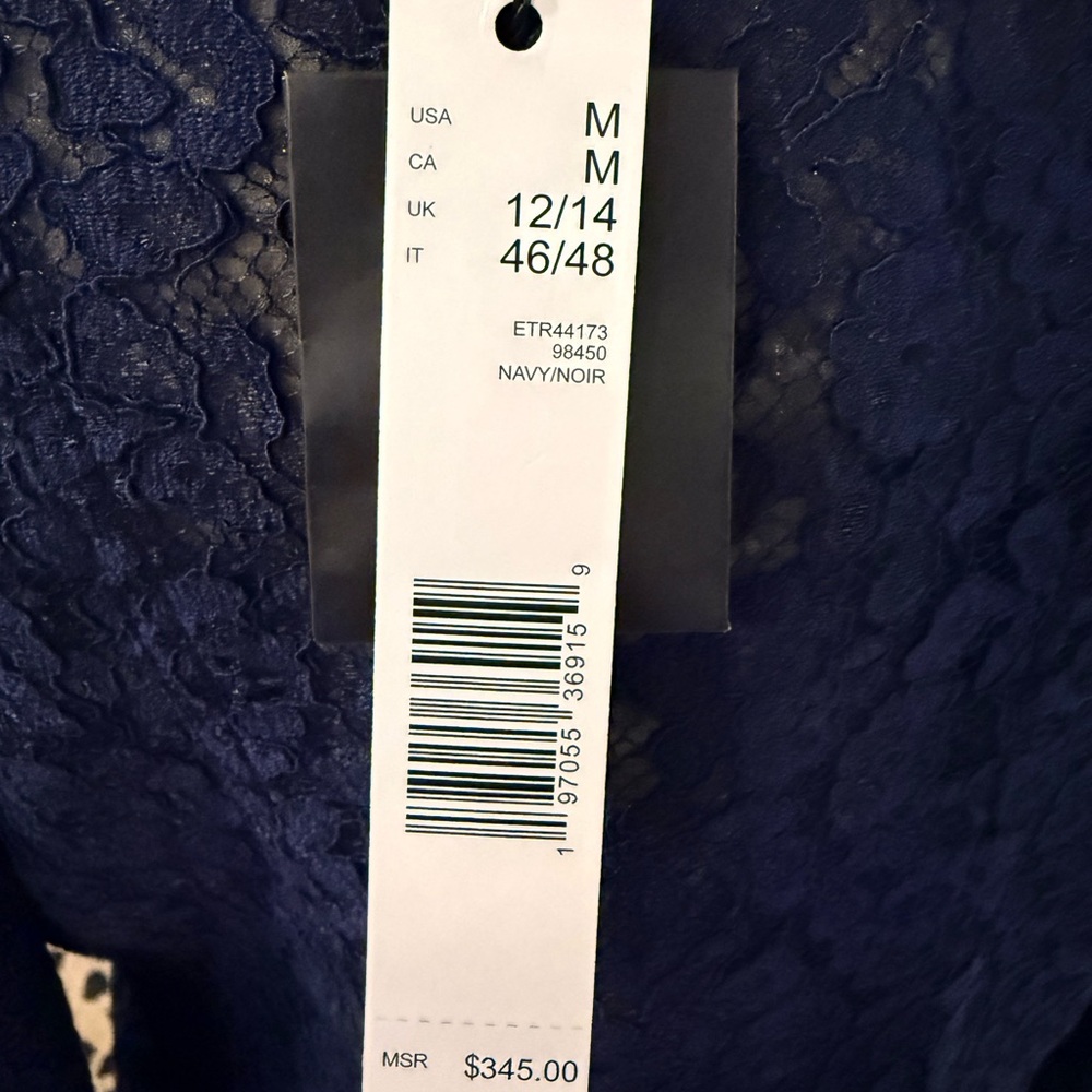 Elie Tahari Navy Lace Button-Front Blazer - Picture 14 of 15